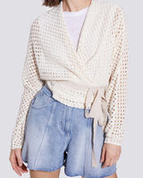ANKERIA BELTED CROCHET WRAP TOP image number null